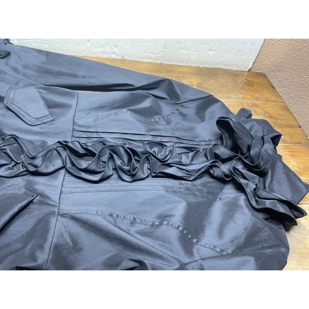 Samuel Dong Bubble Coat Dress Black Medium Ruffle Trench Goth READ - Picture 4 of 16